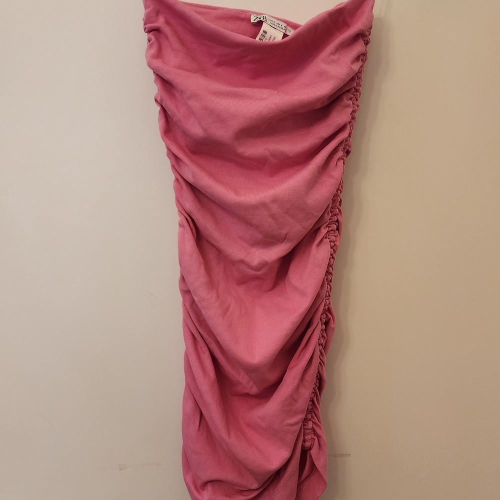 Summer Zara Pink Ruched Mini Dress